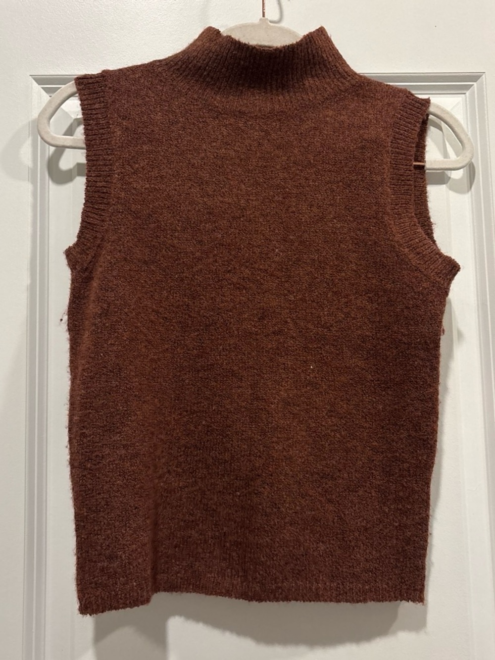 Sage The Label Sleeveless Mock Neck Knit Sweater - Brown XS